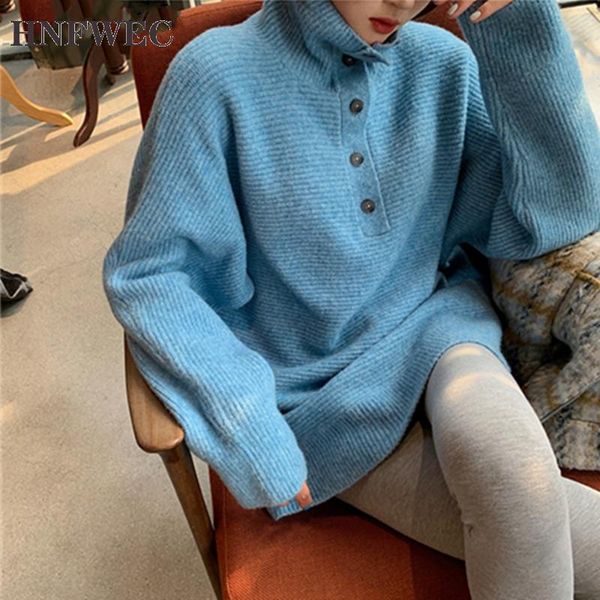 women's sweaters 2021 autumn winter knitwear turtleneck button pullover korean solid oversize elegant lady jumper v801, White;black
women's sweaters 2021 autumn winter knitwear turtleneck button pullover korean solid oversize elegant lady jumper v801, White;black
