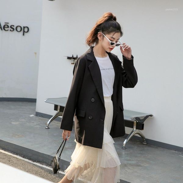 women's suits & blazers blazer women autumn 2021 korean version of simple loose temperament suit collar long jacket woman1, White;black
women's suits & blazers blazer women autumn 2021 korean version of simple loose temperament suit collar long jacket woman1, White;black
