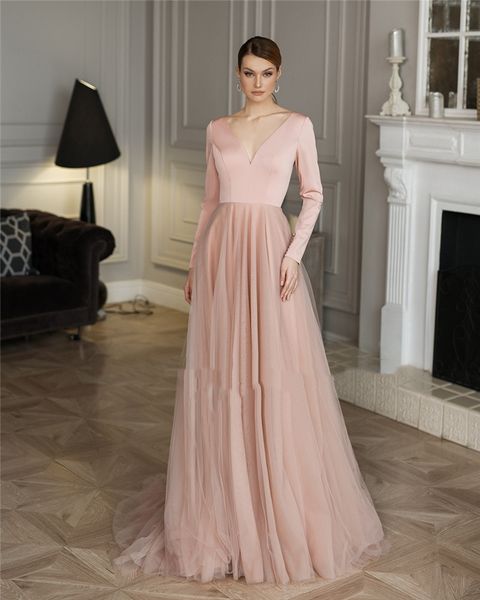 a line tulle dresses evening for special party women wear v neck long sleeves prom gowns buttons back vestidos de novia, Black;red
a line tulle dresses evening for special party women wear v neck long sleeves prom gowns buttons back vestidos de novia, Black;red
