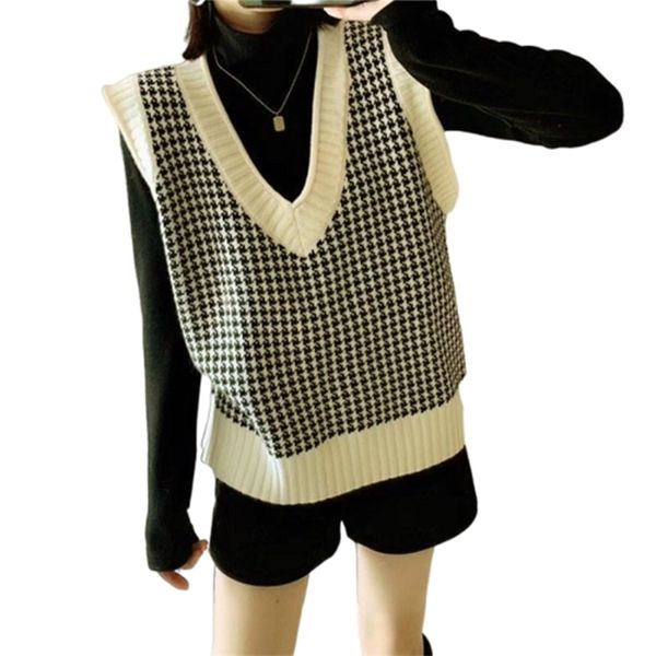 wool sweater vest women winter korean vintage houndstooth geometric plaid v neck sleeveless pullover waistcoat jumper 201221, White;black
wool sweater vest women winter korean vintage houndstooth geometric plaid v neck sleeveless pullover waistcoat jumper 201221, White;black