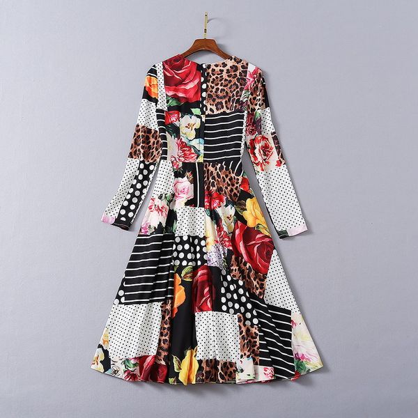 1013 xl 2020 autumn a line long crew neck mid calf dress prom fashion flora print brand same style sh, Black
1013 xl 2020 autumn a line long crew neck mid calf dress prom fashion flora print brand same style sh, Black