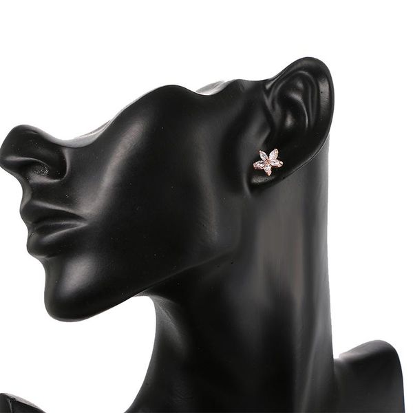 emmaya trendy popular clear crystal rhinestone flower shaped stud earrings wholesale factory price dropship sqcjga, Silver