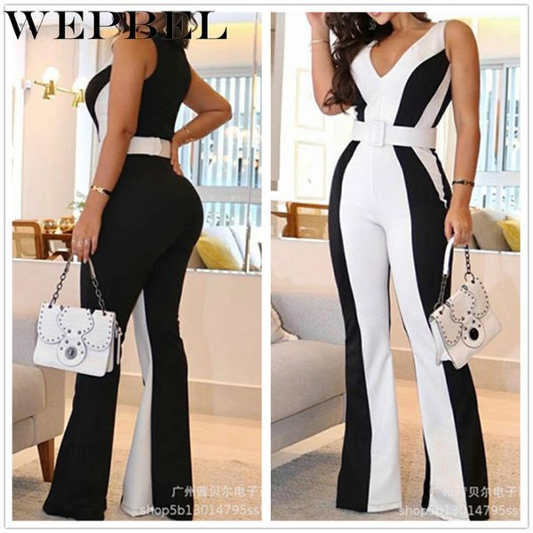 women's playsuit high waist off shoulder v neck patchwork wide leg pants jumpsuit slim fit suit with belt ladies romper q1210, White
women's playsuit high waist off shoulder v neck patchwork wide leg pants jumpsuit slim fit suit with belt ladies romper q1210, White