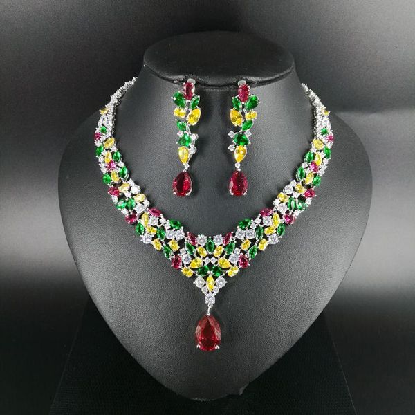 new fashion luxury colorful water drop zircon necklace earring wedding bride banquet dressing dinner jewelry set,ing, Silver
new fashion luxury colorful water drop zircon necklace earring wedding bride banquet dressing dinner jewelry set,ing, Silver