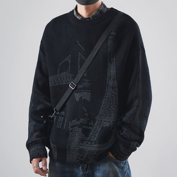 2021 new printing men's sweater mesh harajuku nightgown oversize korean loose fashion autumn male pullovers 5xl clothes f215, Black
2021 new printing men's sweater mesh harajuku nightgown oversize korean loose fashion autumn male pullovers 5xl clothes f215, Black