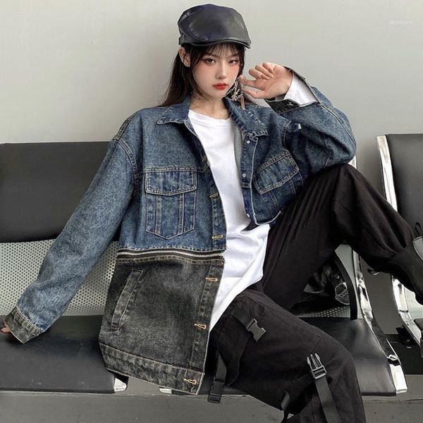 streetwear denim jacket women's short 2021 spring and autumn new design splicing loose, Black;brown
streetwear denim jacket women's short 2021 spring and autumn new design splicing loose, Black;brown