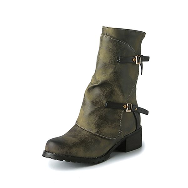 2021 the new casual style round mid-calf toe stylish boots plied buckle khaki green zipper and mid-heel motorcycle women's shoes 2bxt, Black
2021 the new casual style round mid-calf toe stylish boots plied buckle khaki green zipper and mid-heel motorcycle women's shoes 2bxt, Black