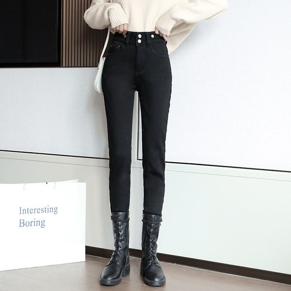 winter women fleece warm straight jeans lady high waist pencil long pants female thicken plush stretch denim harem trousers y1214, Blue
winter women fleece warm straight jeans lady high waist pencil long pants female thicken plush stretch denim harem trousers y1214, Blue