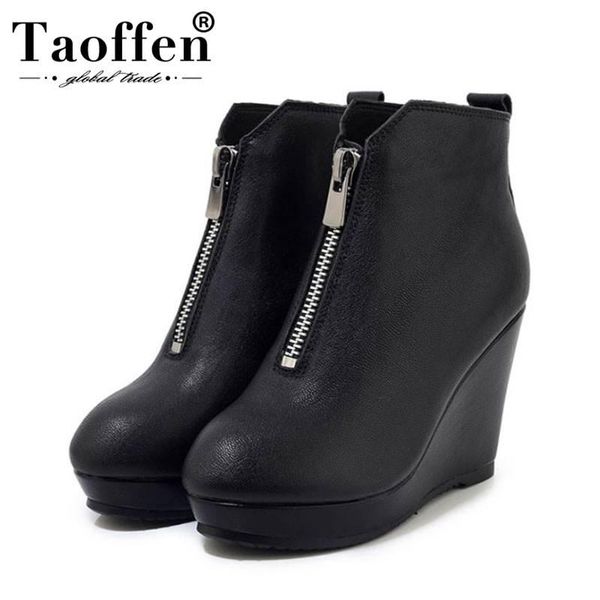 boots taoffen women ankle real leather simple zipper solid color wedges shoes autumn winter daily footwear size 33-40, Black
boots taoffen women ankle real leather simple zipper solid color wedges shoes autumn winter daily footwear size 33-40, Black
