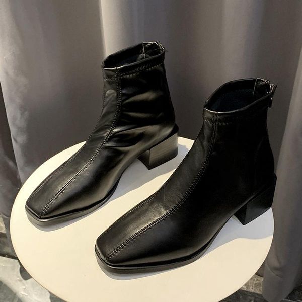 boots 2021 winter women shoes woman ankle square toe mid heels ladies fashion zipper leather, Black
boots 2021 winter women shoes woman ankle square toe mid heels ladies fashion zipper leather, Black