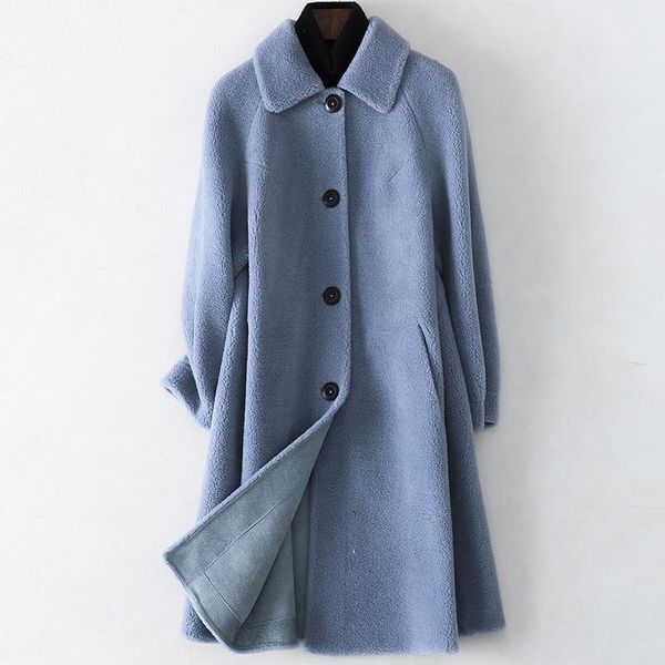 women's fur & faux arrival solid color warm winter women double sided sheep wool long coat, Black
women's fur & faux arrival solid color warm winter women double sided sheep wool long coat, Black