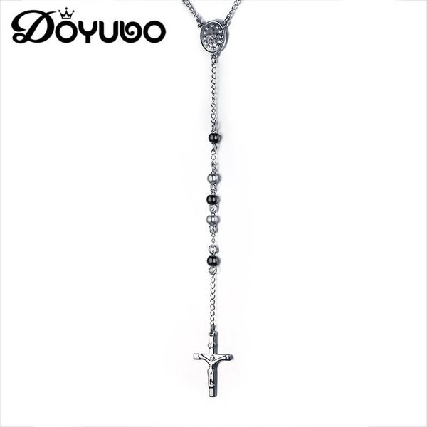 pendant necklaces doyubo antique stainless steel cross shape jesus christ for men & women black pearl religious dc022, Silver
pendant necklaces doyubo antique stainless steel cross shape jesus christ for men & women black pearl religious dc022, Silver