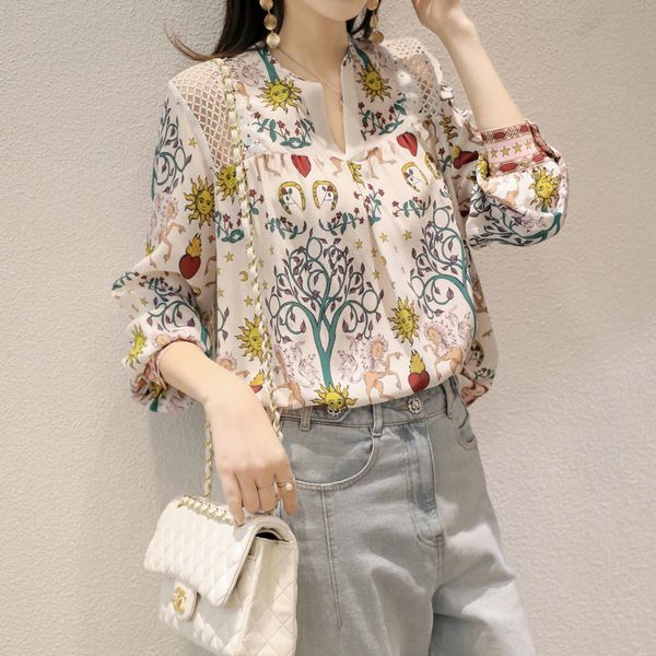 women of silk and blokes design women's rupees chiffon mujer blouses 2021 korean fashion clothes ytst, White
women of silk and blokes design women's rupees chiffon mujer blouses 2021 korean fashion clothes ytst, White