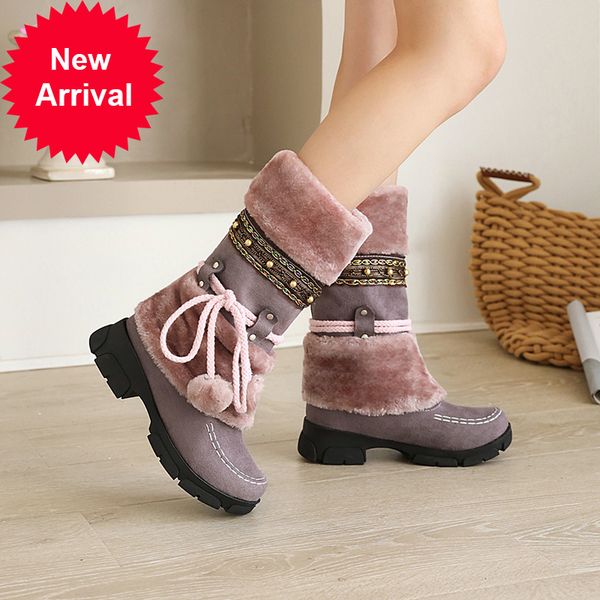 2021 the new sweet cozy herdy winter snowboots warm plush beading rivets middle loop-up with thick heels mid-calf boots 2oxw, Black
2021 the new sweet cozy herdy winter snowboots warm plush beading rivets middle loop-up with thick heels mid-calf boots 2oxw, Black