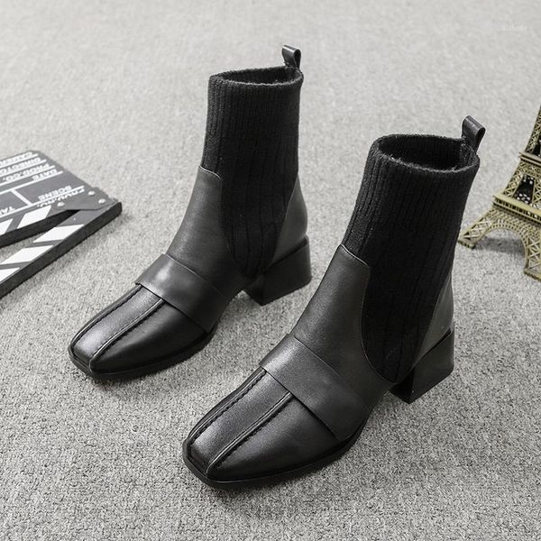 boots 2021 autumn/winter black square hairline leather elastic british wind rough and women knit short1
boots 2021 autumn/winter black square hairline leather elastic british wind rough and women knit short1