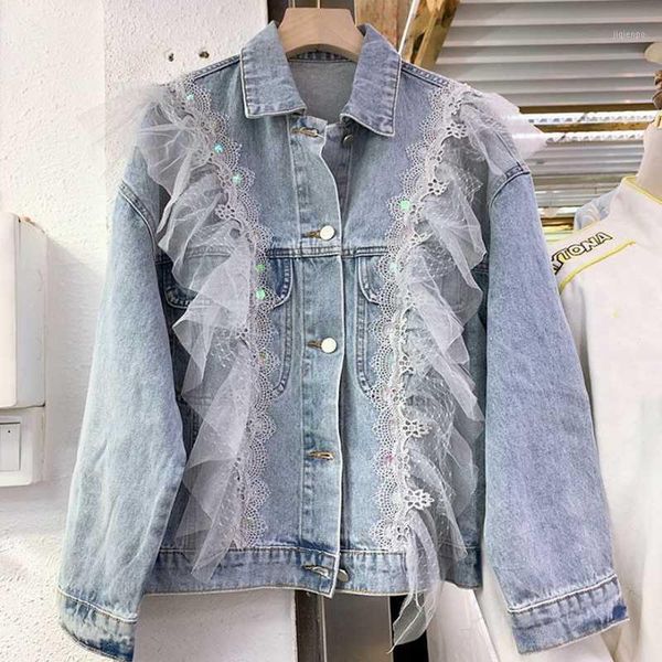 women's jackets harajuku jeans jacket for womens 2021 fall sequined lace stitching retro loose jean coat and women coats streetwear1, Black;brown
women's jackets harajuku jeans jacket for womens 2021 fall sequined lace stitching retro loose jean coat and women coats streetwear1, Black;brown