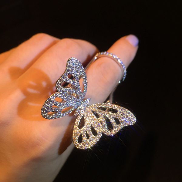 europe and the united states new smart butterfly wings open ring full of diamond zircon ring hollow beautiful butterfly christmas presents, Silver
europe and the united states new smart butterfly wings open ring full of diamond zircon ring hollow beautiful butterfly christmas presents, Silver