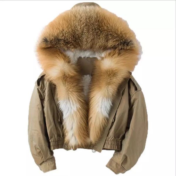colder winter real big female fox coats quality lamb wool warm parkas great fur collar with hood, Black
colder winter real big female fox coats quality lamb wool warm parkas great fur collar with hood, Black