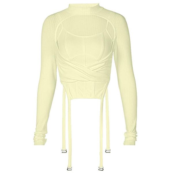 women's t-shirt hollow out casual long sleeve cross wrap cut slim fit t-shirts with belts, White
women's t-shirt hollow out casual long sleeve cross wrap cut slim fit t-shirts with belts, White