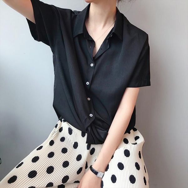 korean elegant single breasted short sleeve womens shirts solid casual loose female shirt 2020 summer fashion lady clothes, White
korean elegant single breasted short sleeve womens shirts solid casual loose female shirt 2020 summer fashion lady clothes, White