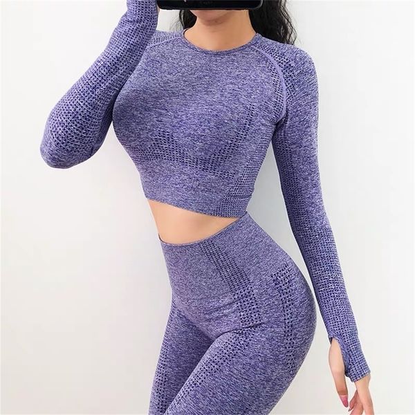 2pcs/set vital women sport suit yoga set gym workout clothes long sleeve fitness crop + high waist energy seamless leggings lj200815, Gray
2pcs/set vital women sport suit yoga set gym workout clothes long sleeve fitness crop + high waist energy seamless leggings lj200815, Gray