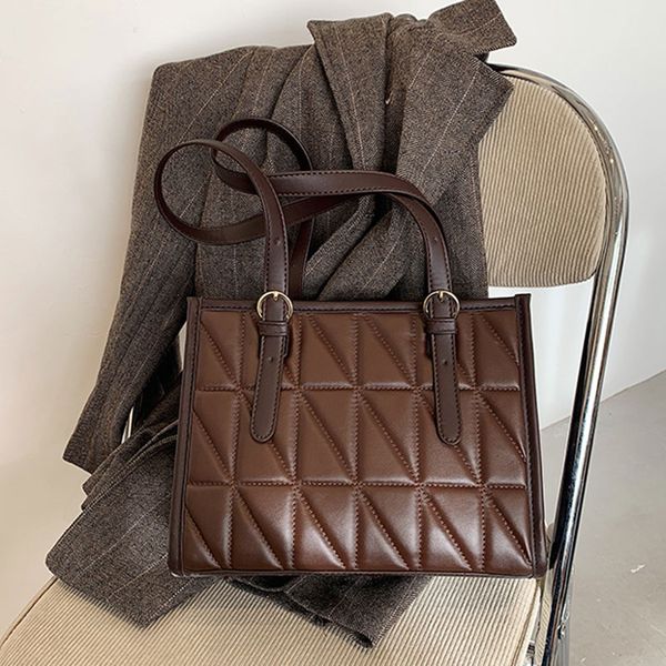 hbp square tote bag pu crossbody handabg lady check bucket bag oblique spanning package classic leather bag adjustable shoulder strap