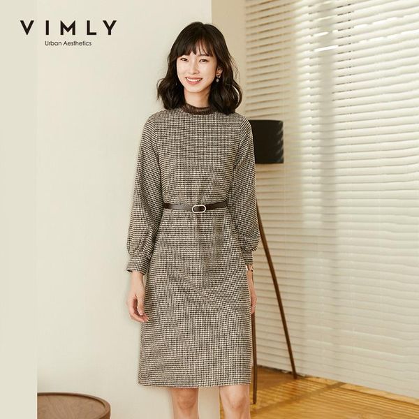 casual dresses vimly houndstooth dress women elegant stand collar slim long sleeve 2021 autumn style female vestidos f2205, Black;gray
casual dresses vimly houndstooth dress women elegant stand collar slim long sleeve 2021 autumn style female vestidos f2205, Black;gray