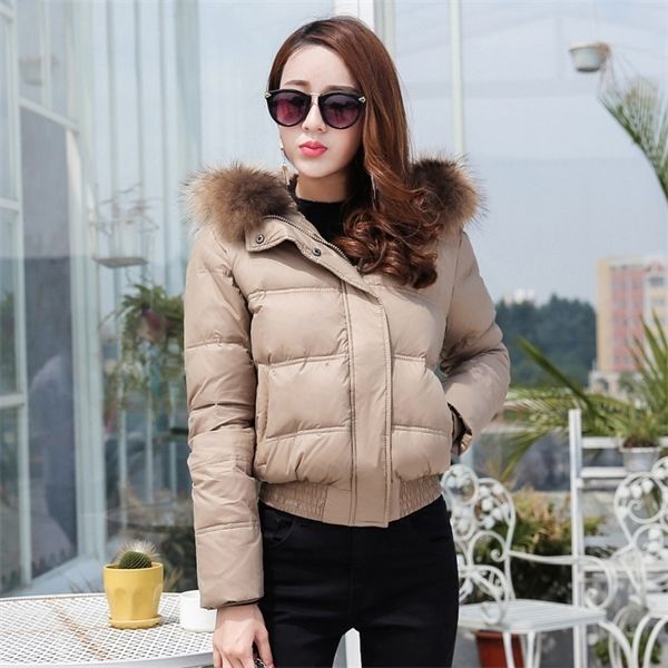 women real fur collar white duck down jacket female winter thick short korean puffer coat warm windproof portable outwear hooded q1217, Black
women real fur collar white duck down jacket female winter thick short korean puffer coat warm windproof portable outwear hooded q1217, Black