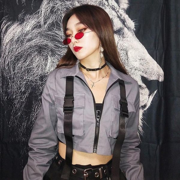 women's jackets yiciya autumn harajuku gray punk cropped bomber jacket women casual long sleeve cargo coats pockets overcoat streetwear, Black;brown
women's jackets yiciya autumn harajuku gray punk cropped bomber jacket women casual long sleeve cargo coats pockets overcoat streetwear, Black;brown