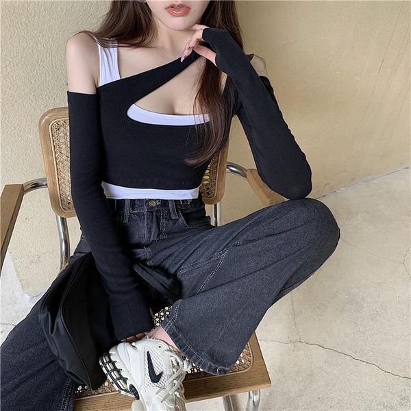 female full sleeve off-shoulder t-shirt girls slim chic patched one-piece tshirts crop for woman 2020 autumn spring, White
female full sleeve off-shoulder t-shirt girls slim chic patched one-piece tshirts crop for woman 2020 autumn spring, White