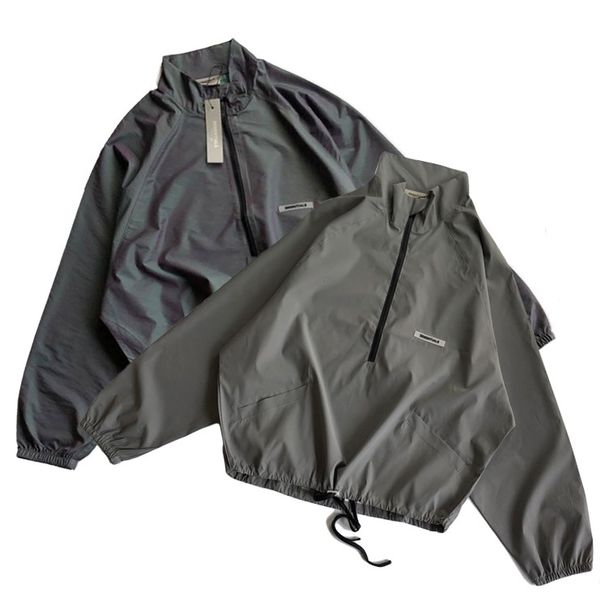 020 new collection fog essentials 3m reflective half zip jackets men women hiphop oversized laser nylon waterproof jacket coats, Black;brown
020 new collection fog essentials 3m reflective half zip jackets men women hiphop oversized laser nylon waterproof jacket coats, Black;brown
