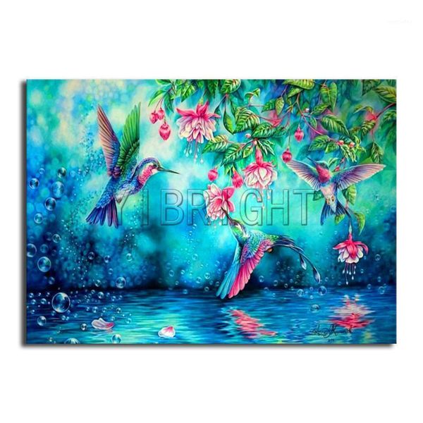 paintings diy diamond painting cross stitch hummingbird lake scenery needlework home decor full rhinestone mosaic 5d embroidery1