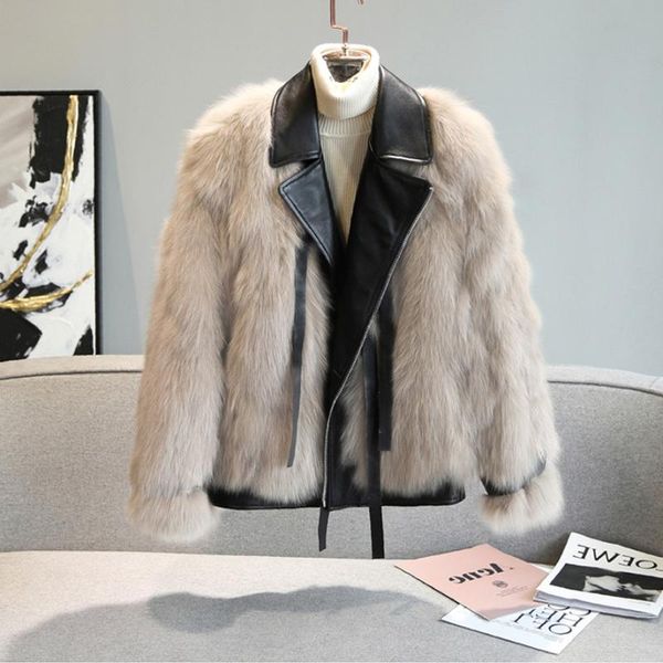 women artificial fur pu leather stitching fashion jacket women warm coats faux fur for furry winter long streetwear ladies, Black
women artificial fur pu leather stitching fashion jacket women warm coats faux fur for furry winter long streetwear ladies, Black