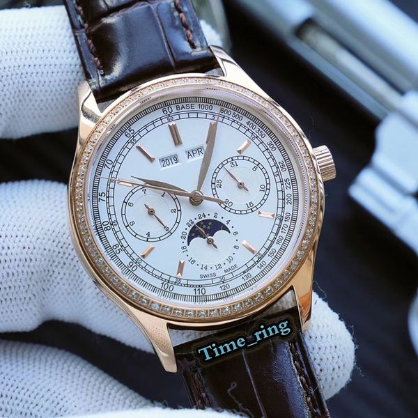 version 5971p moon phase dial rose gold diamond bezel 29-535 automatic mechanical movement mens watch black leather strap brand watches, Slivery;brown
version 5971p moon phase dial rose gold diamond bezel 29-535 automatic mechanical movement mens watch black leather strap brand watches, Slivery;brown