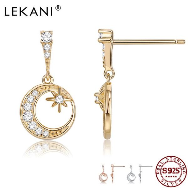 

dangle & chandelier lekani 925 sterling silver earrings for women moon and anise stars cubic zirconia romantic drop girl gift fine jewelry