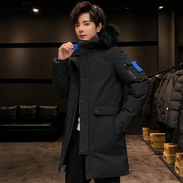 simple autumn and winter men's hooded thickened medium length down large casual versatile cotton jacket, Black
simple autumn and winter men's hooded thickened medium length down large casual versatile cotton jacket, Black