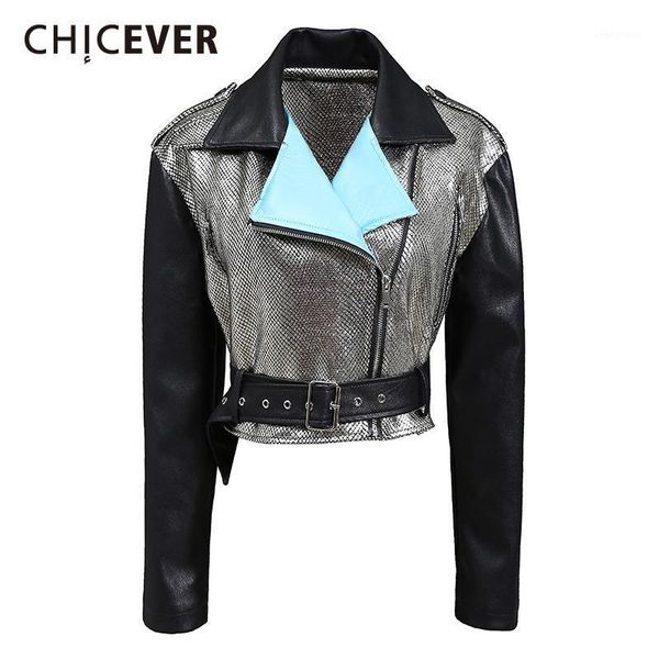 chicever patchwork hit color jacket for women lapel long sleeve silver pu slim locomotive jackets female fashion clothing autumn1, Black;brown
chicever patchwork hit color jacket for women lapel long sleeve silver pu slim locomotive jackets female fashion clothing autumn1, Black;brown