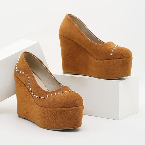 women's high heels platform dress shoes casual fashion office all-match and comfortable beading brown, Black
women's high heels platform dress shoes casual fashion office all-match and comfortable beading brown, Black