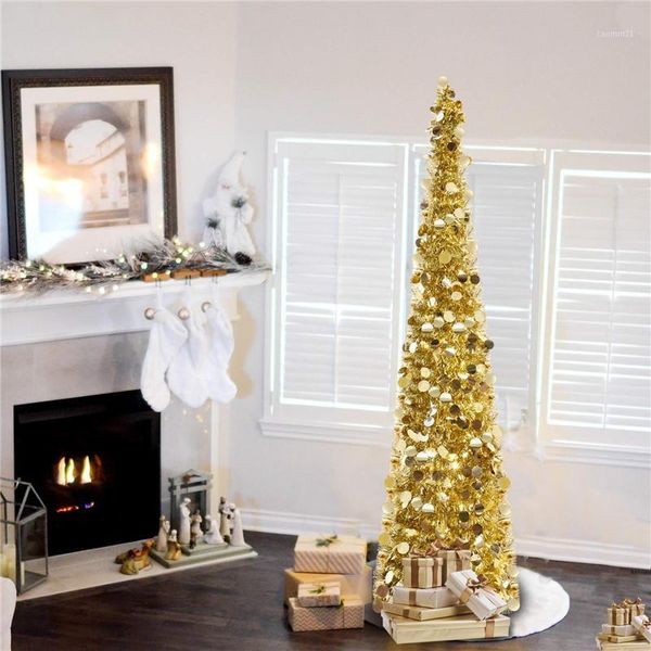 1.5m collapsible artificial christmas slim tree up tinsel sequins gold christmas tree sequins decorations for home1
1.5m collapsible artificial christmas slim tree up tinsel sequins gold christmas tree sequins decorations for home1