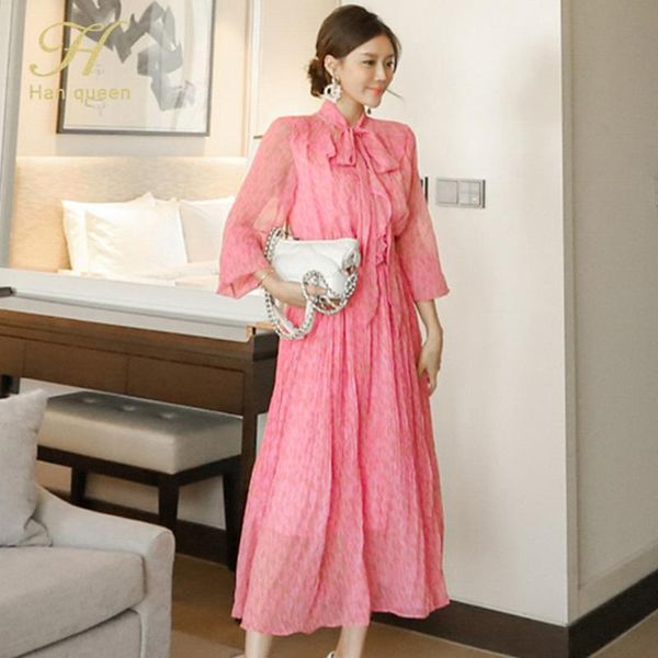 casual dresses h han queen women's pleated dress pink chiffon print lace up bow a-line elegant work wear business vestidos long, Black;gray
casual dresses h han queen women's pleated dress pink chiffon print lace up bow a-line elegant work wear business vestidos long, Black;gray
