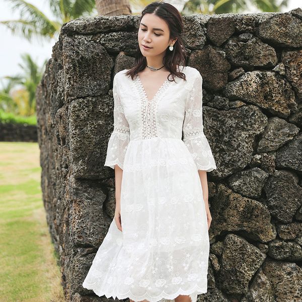 new white flower embroidery as the designer of women from women's summer dressed in glove widening v-neck recognition midi high z9an, Black;gray
new white flower embroidery as the designer of women from women's summer dressed in glove widening v-neck recognition midi high z9an, Black;gray