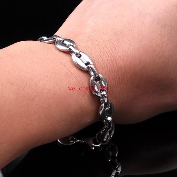 brand new design stainless steel coffee beans chain link bracelet bangle for men 9mm, Black
brand new design stainless steel coffee beans chain link bracelet bangle for men 9mm, Black
