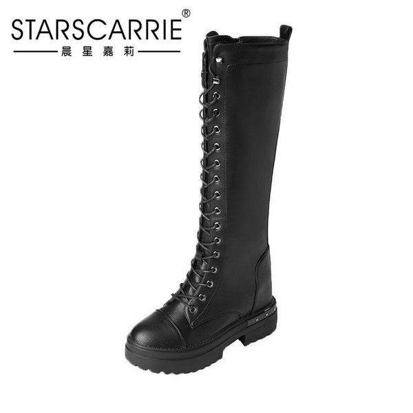 autumn and winter plush high boots women's thick soles with increased lace up cotton boots show skinny below the knee, Black
autumn and winter plush high boots women's thick soles with increased lace up cotton boots show skinny below the knee, Black