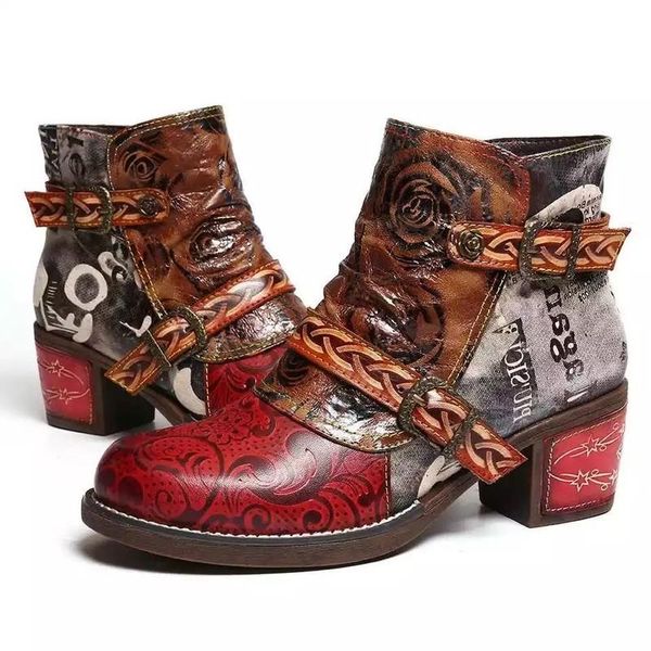 fashion vintage splicing printed ankle boots for women shoes woman pu leather retro block high heels zipper women boots big size, Black
fashion vintage splicing printed ankle boots for women shoes woman pu leather retro block high heels zipper women boots big size, Black