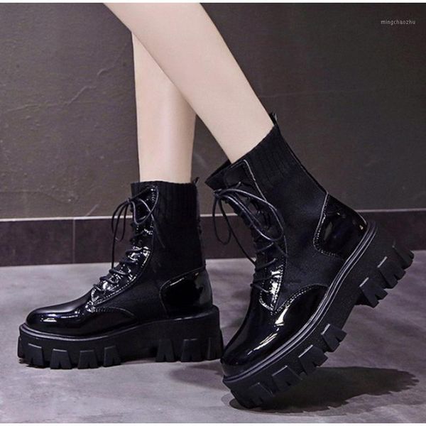 boots women ankle ladies shoes lace up platform autumn knitted patent leather non slip fashion woman footwear comfort female 1, Black
boots women ankle ladies shoes lace up platform autumn knitted patent leather non slip fashion woman footwear comfort female 1, Black