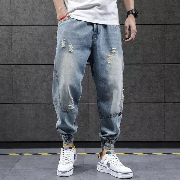 2021 new hip hop harem jeans pants men loose joggers denim casual sweatpants korea ankle length trousers streetwear, Blue
2021 new hip hop harem jeans pants men loose joggers denim casual sweatpants korea ankle length trousers streetwear, Blue