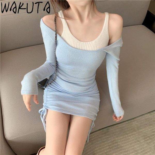 wakuta bandage dresses off shoulder patch chic short vestidos mujer korean style fall winter knit drawstring bodycon dress, Black;gray
wakuta bandage dresses off shoulder patch chic short vestidos mujer korean style fall winter knit drawstring bodycon dress, Black;gray