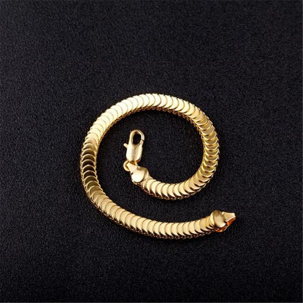 link, chain 7mm selling 18 k golden 20cm snake bone fish scale bracelet men's and women's thick gold explosion fine jewelry, Black
link, chain 7mm selling 18 k golden 20cm snake bone fish scale bracelet men's and women's thick gold explosion fine jewelry, Black