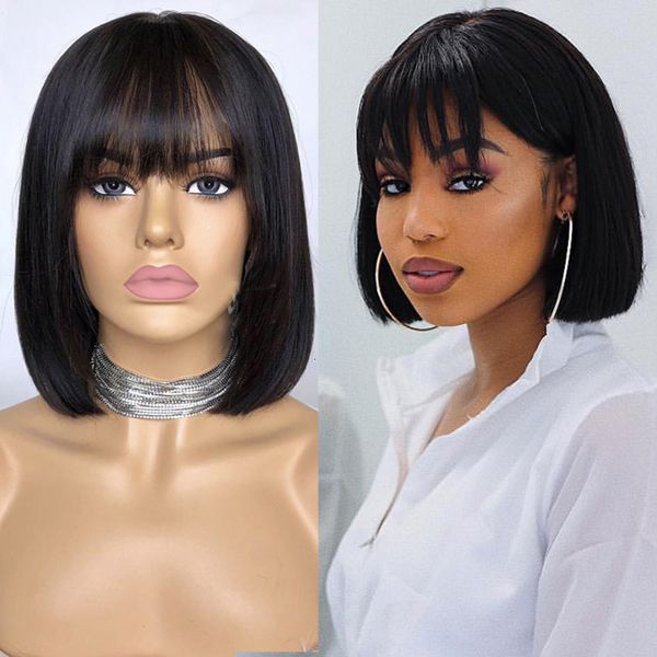 mstoxic short bob straight human hair wigs with bangs brazilian full machine made wig remy hair, Black;brown
mstoxic short bob straight human hair wigs with bangs brazilian full machine made wig remy hair, Black;brown