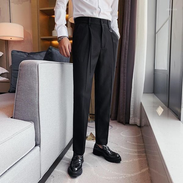 british style solid straight pants men clothing fashion 2020 business formal wear office trousers black/gray 36-291, White;black
british style solid straight pants men clothing fashion 2020 business formal wear office trousers black/gray 36-291, White;black